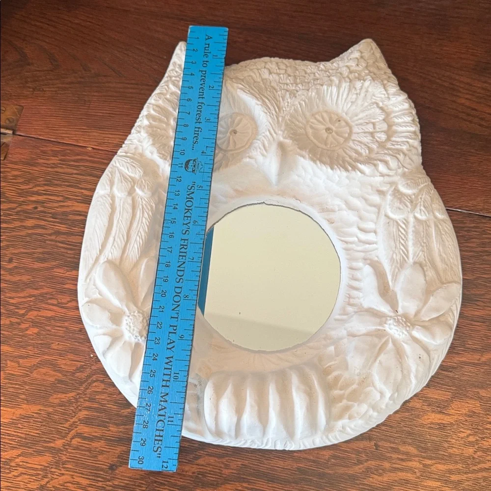 VTG MCM Chalkware Hoot Owl Shaped Decorative Wall Mirror ready to paint
